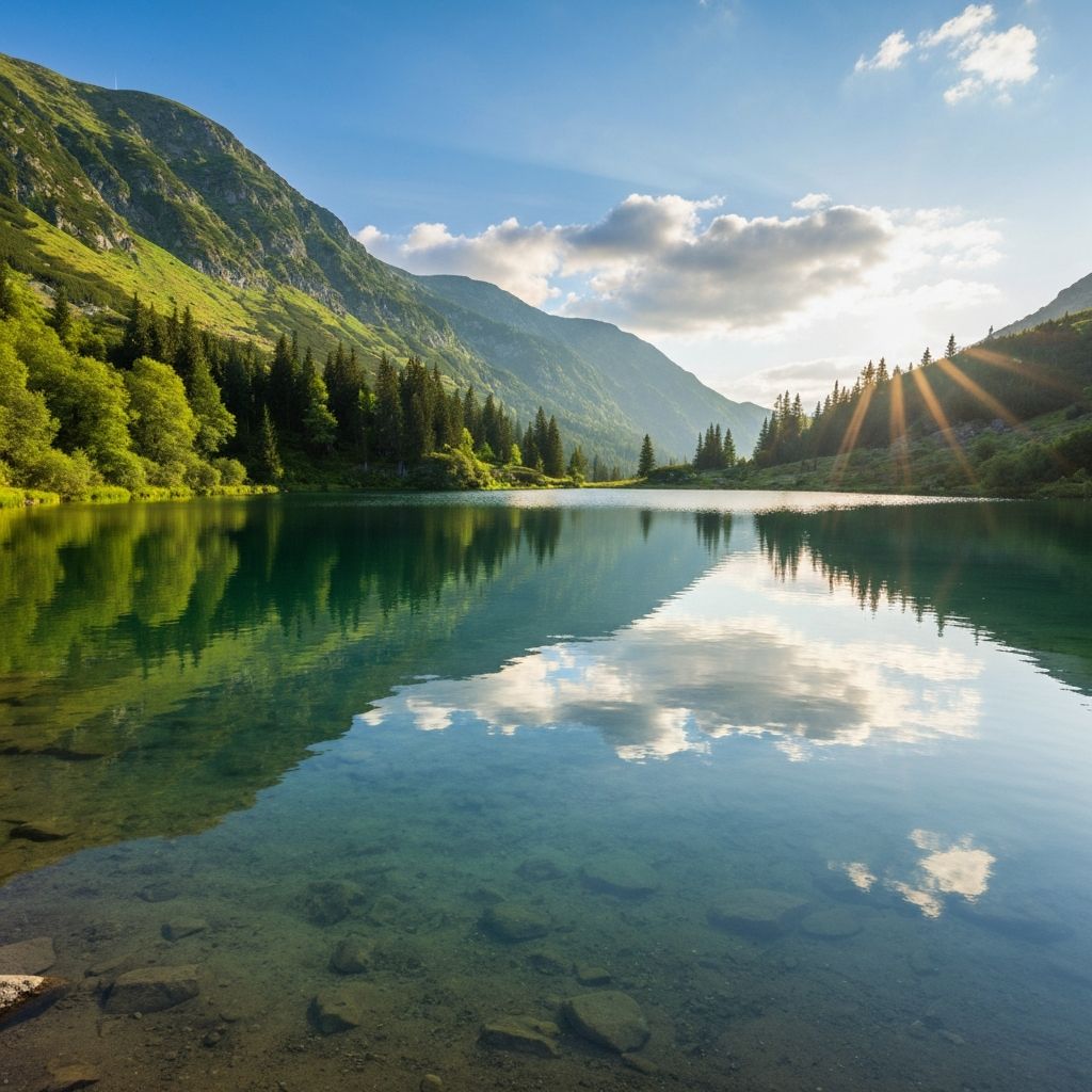 Clear mountain lake water